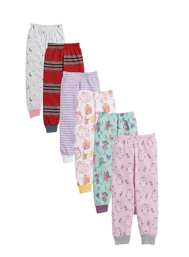 TiniBerry Cotton Pajama Pants with All Over Print for Boys and Girls (Pack Of 6) (12-18 Months, Pink) - Image 1