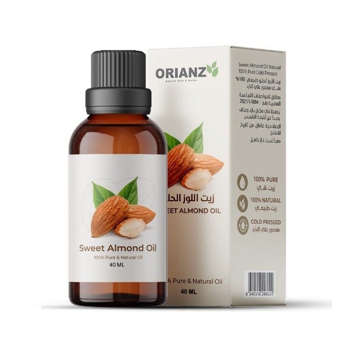 ORIANZ Pure Sweet Almond Oil - 100% Natural & Cold Pressed - For Skin & Hair - Natural Moisturizer For Face & Body - 40ml | ORIANZ - Image 1