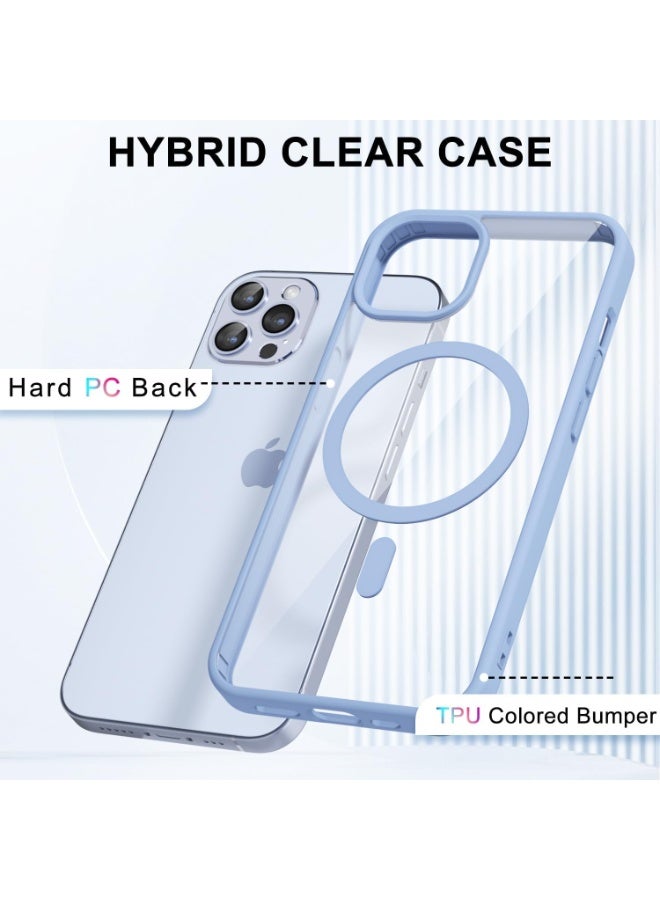 أكاليكس جراب مغناطيسي شفاف لهاتف iPhone 12 Pro Max، متوافق مع MagSafe، غطاء فاخر مطلي، جراب هاتف شفاف ناعم مقاوم للصدمات من مادة TPU (أزرق سماوي) - Image 2