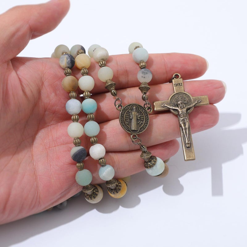 KOMI Amazonite Sone Beads Rosary Catholic for Women Gemstone Rosary Beads Necklace Rosarios Catolicos Catholic Gifts - Image 3