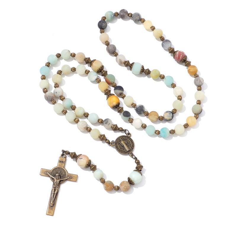 KOMI Amazonite Sone Beads Rosary Catholic for Women Gemstone Rosary Beads Necklace Rosarios Catolicos Catholic Gifts - Image 2