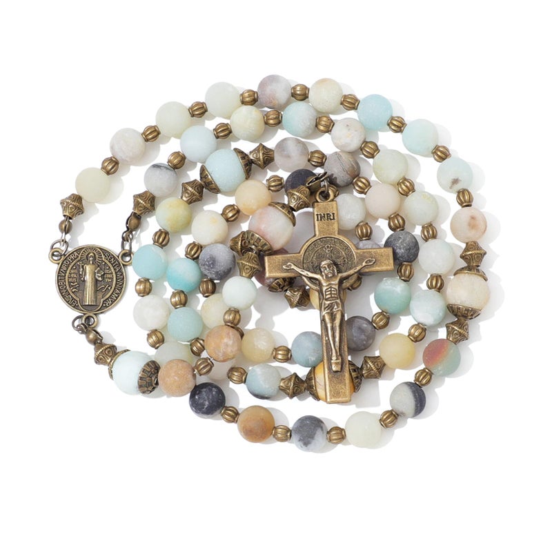 KOMI Amazonite Sone Beads Rosary Catholic for Women Gemstone Rosary Beads Necklace Rosarios Catolicos Catholic Gifts - Image 1