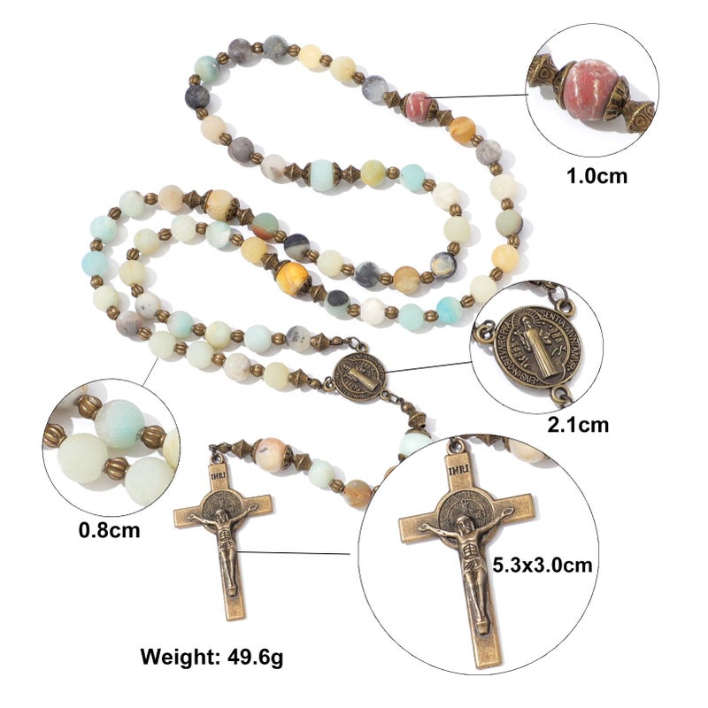 KOMI Amazonite Sone Beads Rosary Catholic for Women Gemstone Rosary Beads Necklace Rosarios Catolicos Catholic Gifts - Image 4