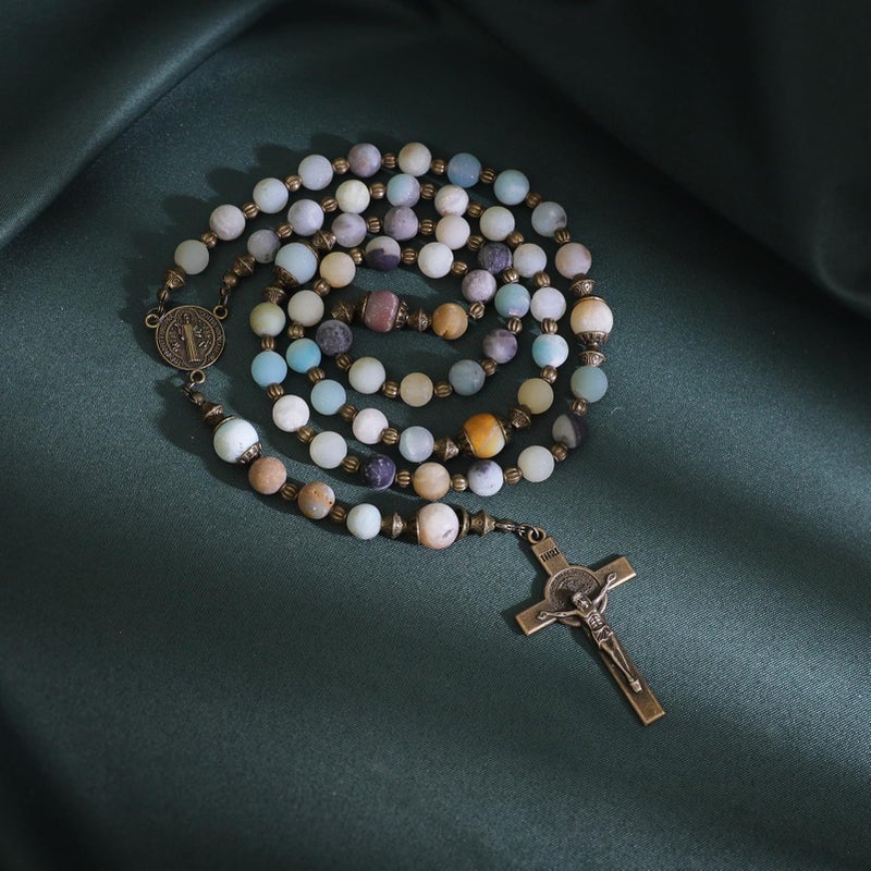 KOMI Amazonite Sone Beads Rosary Catholic for Women Gemstone Rosary Beads Necklace Rosarios Catolicos Catholic Gifts - Image 5