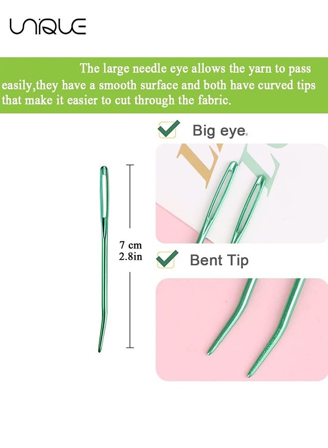 يونيك 8 قطع إبرة غزل الألومنيوم ، نسج إبرة نسيج إبرة عازمة الإبر للكروشيه إبر العين الكبيرة مع صندوق تخزين للحياكة الكروشيه والخياطة والتطريز متماسكة (لون عشوائي) - Image 2