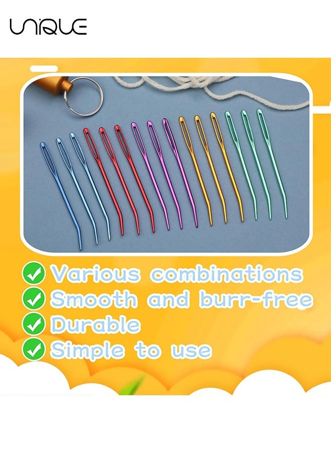 يونيك 8 قطع إبرة غزل الألومنيوم ، نسج إبرة نسيج إبرة عازمة الإبر للكروشيه إبر العين الكبيرة مع صندوق تخزين للحياكة الكروشيه والخياطة والتطريز متماسكة (لون عشوائي) - Image 4