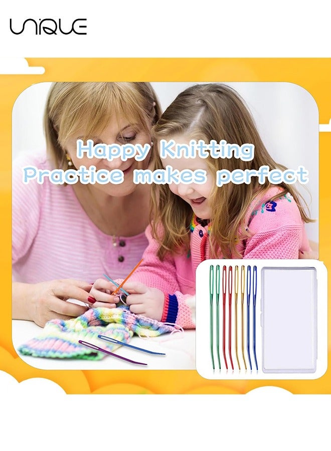يونيك 8 قطع إبرة غزل الألومنيوم ، نسج إبرة نسيج إبرة عازمة الإبر للكروشيه إبر العين الكبيرة مع صندوق تخزين للحياكة الكروشيه والخياطة والتطريز متماسكة (لون عشوائي) - Image 5