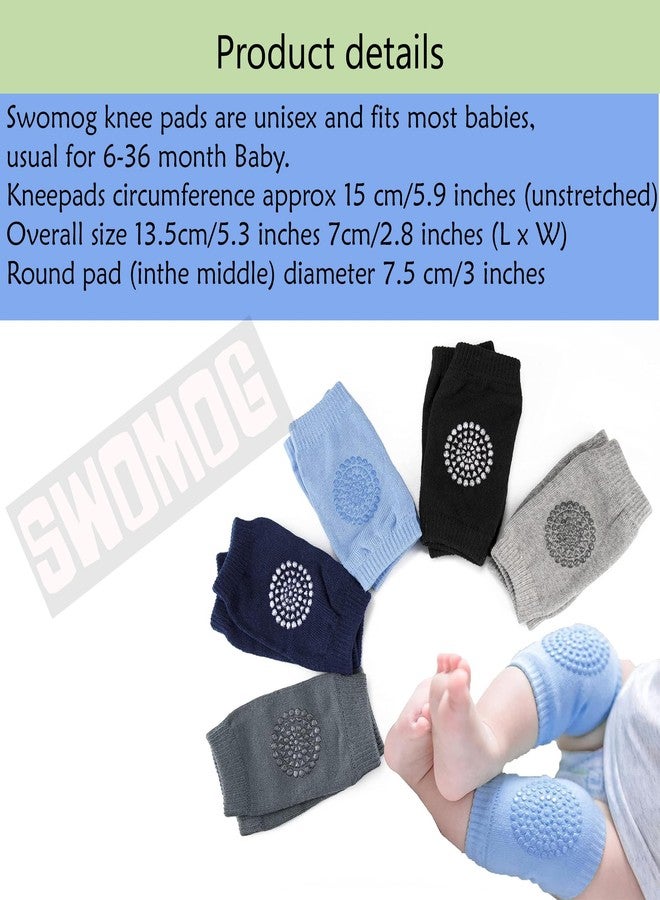 SWOMOG Set of 3 Pairs Baby Knee Pads for Crawling, Anti-Slip/Padded Stretchable Elastic Cotton Soft Breathable Comfortable Knee Cap/Elbow Safety Protector (Multi Color) - Image 3
