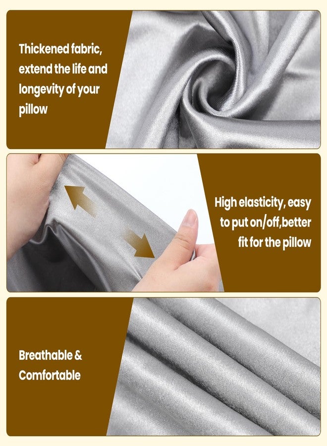 Zelimun Thickened Satin Pillowcase for Zelimun Cervical Pillow, Smooth & Soft Pillowcase, Contour Pillow Cover with Zipper (Grey) - Image 4