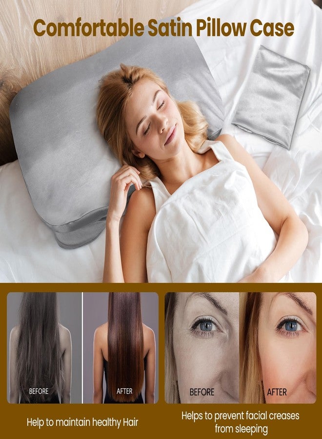 Zelimun Thickened Satin Pillowcase for Zelimun Cervical Pillow, Smooth & Soft Pillowcase, Contour Pillow Cover with Zipper (Grey) - Image 3