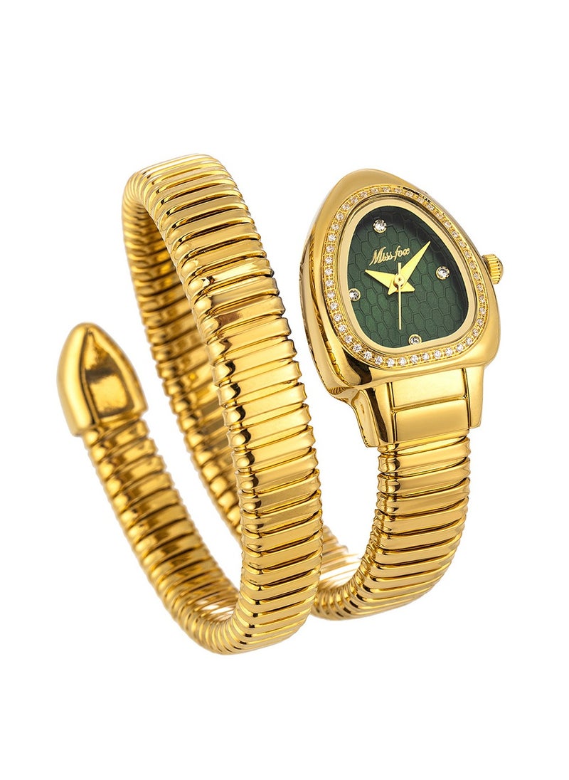 MISS FOX - Women's Watch Snake Watch Snake Head Bracelet Stainless Steel with Diamonds Snake Watch - Image 1