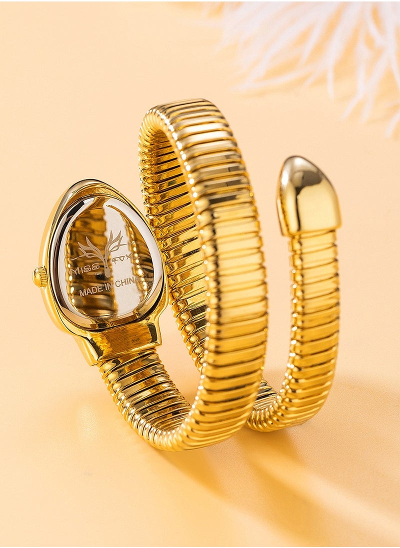 MISS FOX - Women's Watch Snake Watch Snake Head Bracelet Stainless Steel with Diamonds Snake Watch - Image 1