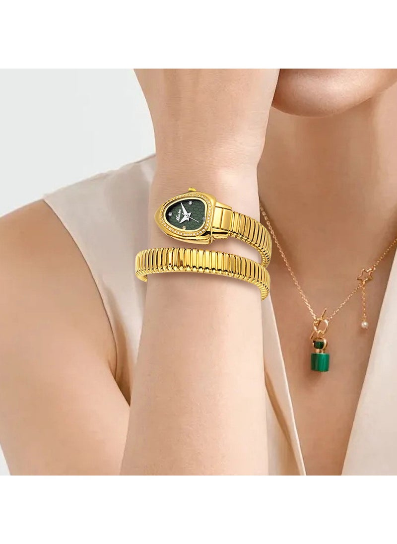 MISS FOX - Women's Watch Snake Watch Snake Head Bracelet Stainless Steel with Diamonds Snake Watch - Image 1