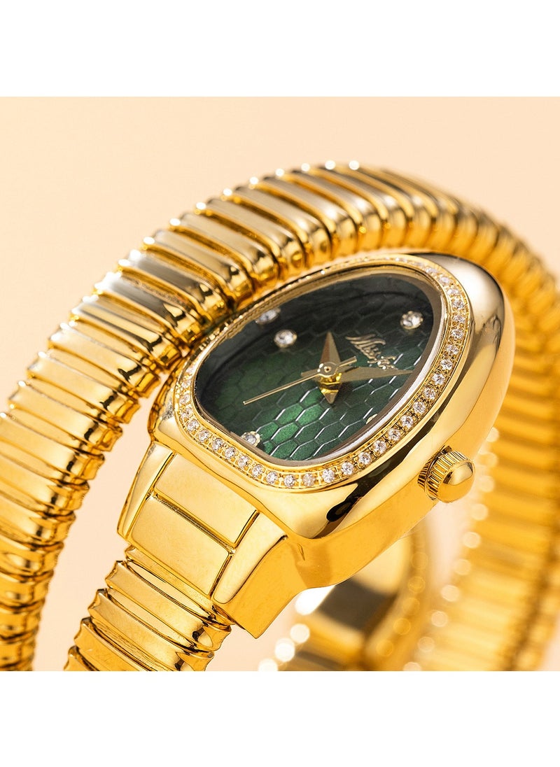MISS FOX - Women's Watch Snake Watch Snake Head Bracelet Stainless Steel with Diamonds Snake Watch - Image 1