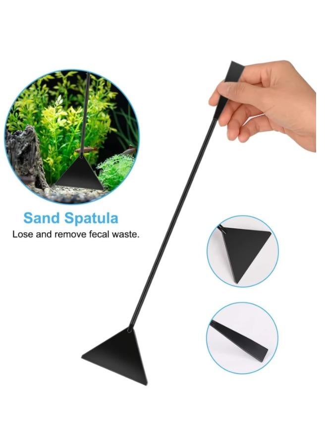 Aquarium Aquascaping Tools Kit with Tweezers, Scissors, Flat Rake, Curved Shears, Algae Scraper, Black Stainless Steel Fish Tank Cleaning Set with Storage Pouch for Aquatic Plant Care - Image 2