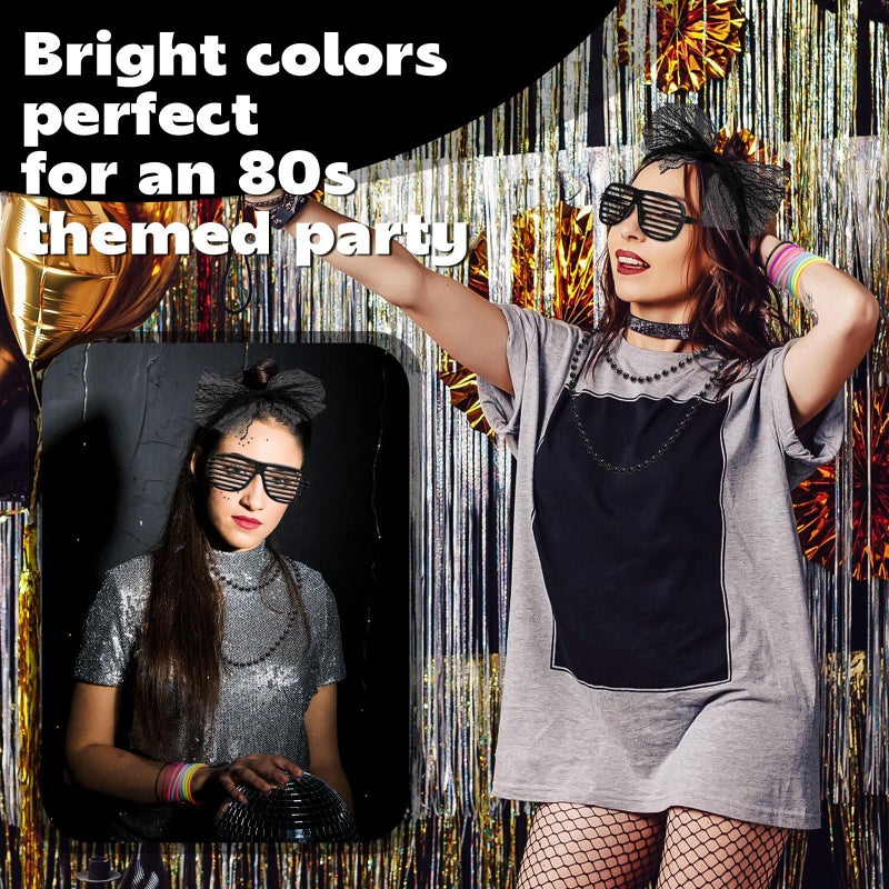 obeoby 80s 90s Outfit Costume Accessories for Women, 80s Party Black Lace Headband Necklace Accessory Sets for Masquerade Retro Party - Image 4