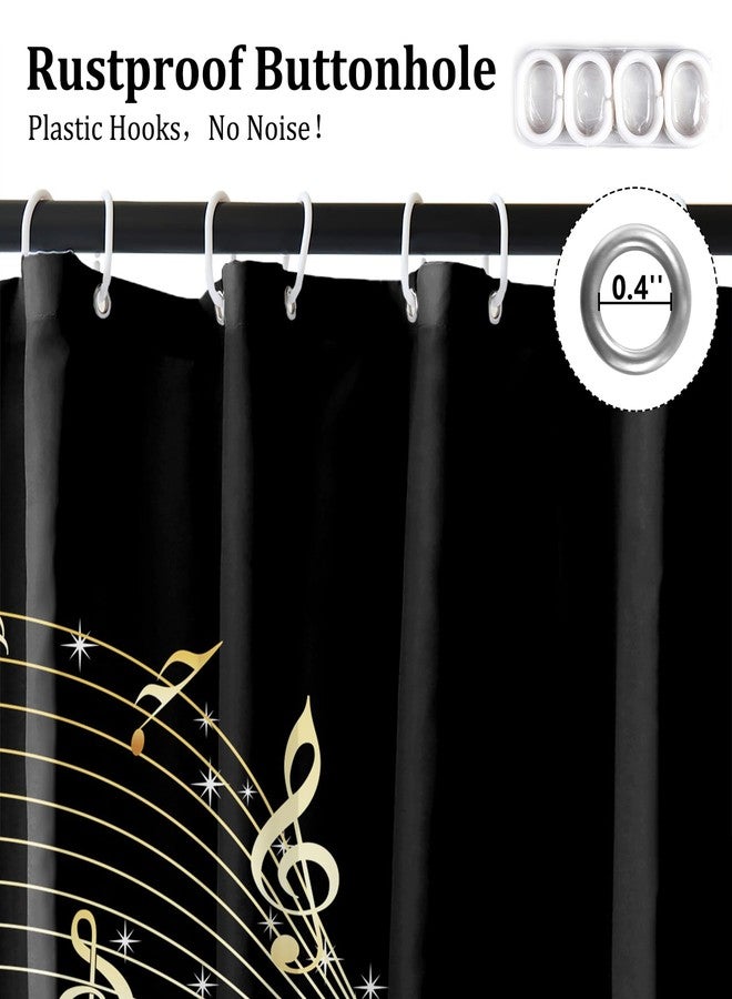 Renaiss 72 x 72 Inch Piano Key Music Shower Curtain for Bathroom Black White Musical Notes Waterproof Bathroom Shower Curtains Set Romantic Elegant Bath Bathtub Privacy Decorative Curtains with Hooks - Image 4