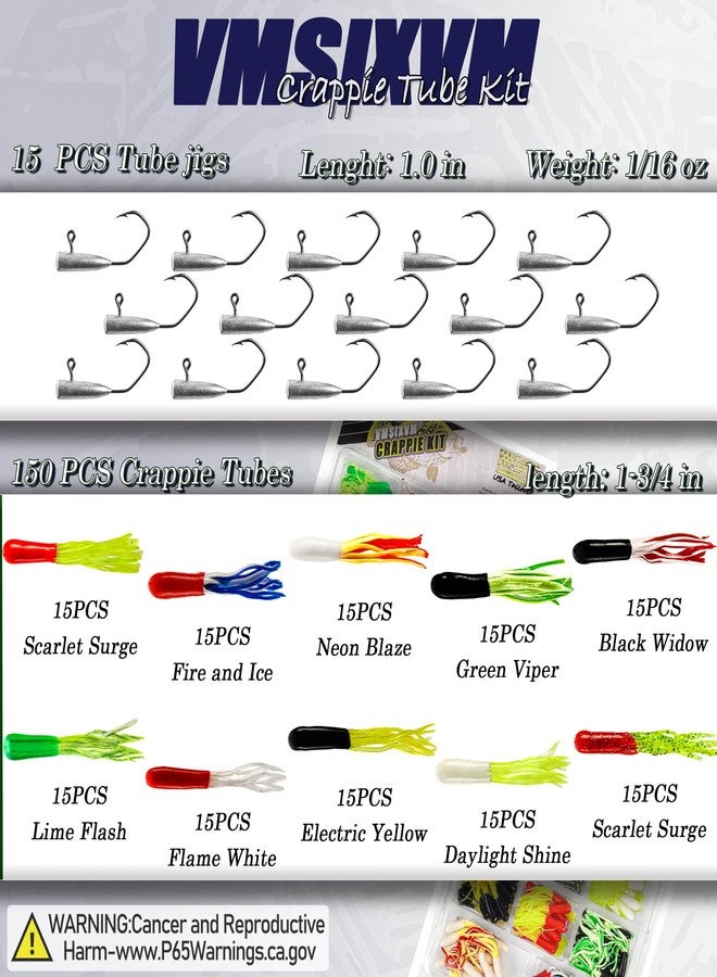VMSIXVM Tube Lures Crappie Lures Tube Jig Heads Tube Bait Kit, Tube Worm Hooks Crappie Jig Soft Plastic Tube Bait for Bass, Crappie, Panfish, Trout, Tube Rigs Tube Swimbait for Freshwater Saltwater - Image 2