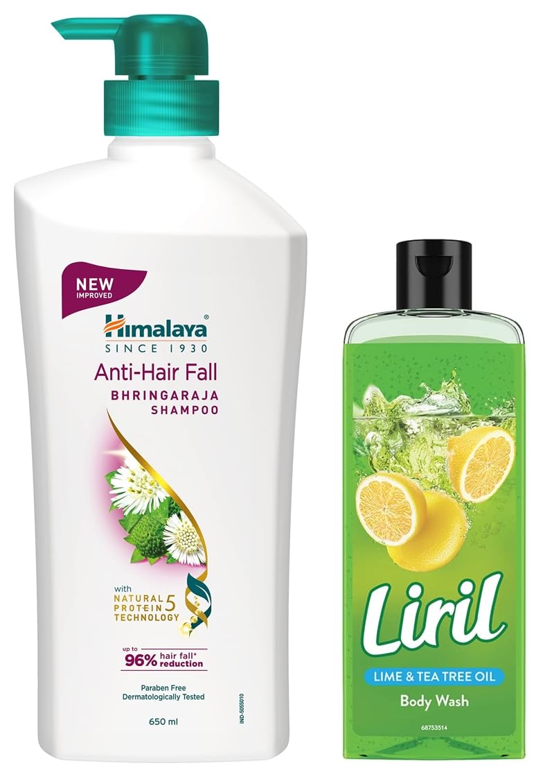 Liril Lemon and Tea Tree Oil Body Wash 250 ml and Himalaya Anti Hair Fall Shampoo 700ml - Image 1