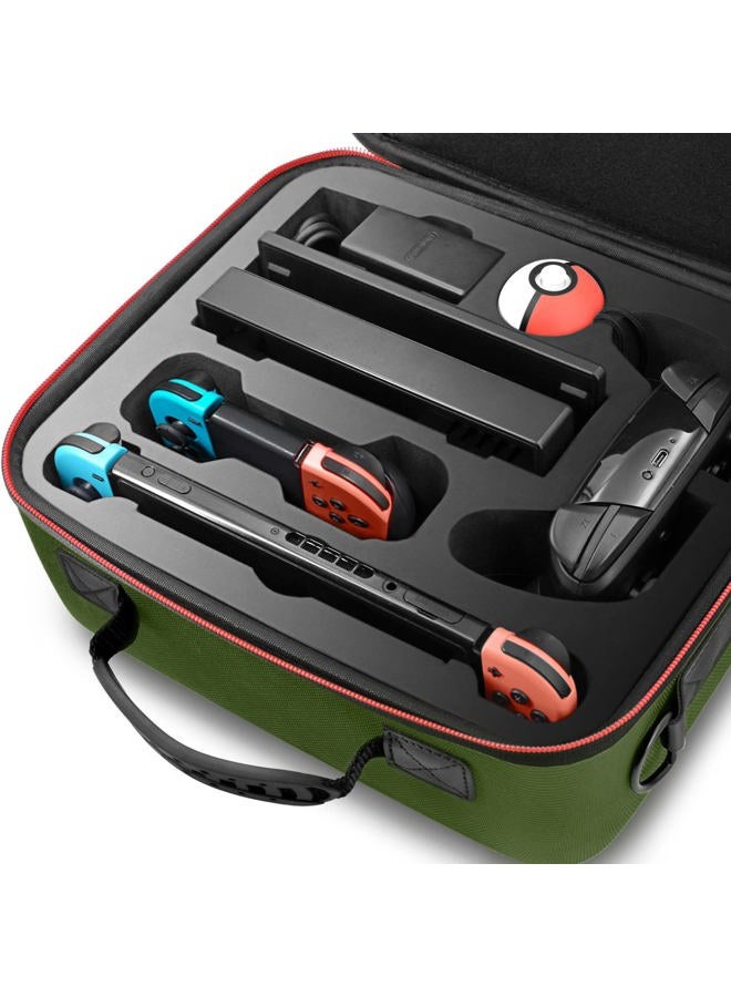VORI Carrying Case for Nintendo Switch, Travel Storage Hard Shell Protective Portable Carry Bag with Shoulder Strap for Nintendo Switch Console & Accessories, Pro Controller, Green - Image 5