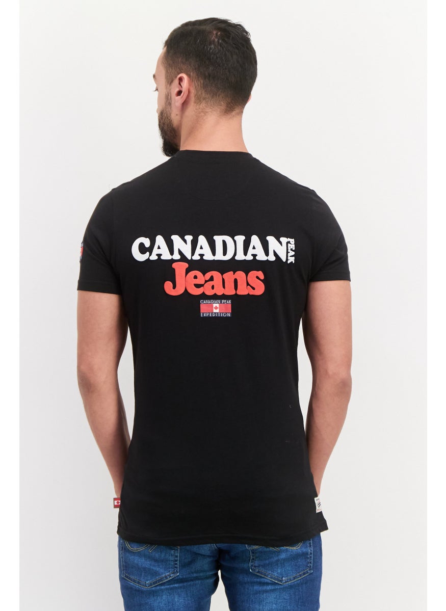Canadian Peak Men Crew Neck Short Sleeve Brand Logo T Shirt, Black  - Image 2