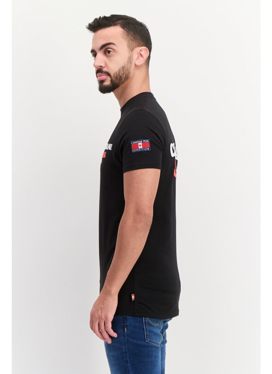Canadian Peak Men Crew Neck Short Sleeve Brand Logo T Shirt, Black  - Image 4