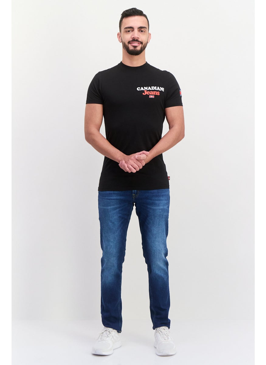Canadian Peak Men Crew Neck Short Sleeve Brand Logo T Shirt, Black  - Image 3