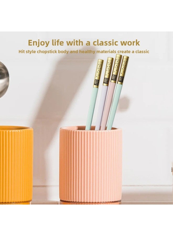 Shifule Source 24cm High-end Household Macaron Fuxing Landing High Temperature Alloy Chopsticks-Color:Macaron Golden Lucky Star Landing 5 Pairs Card Bag  - Image 5