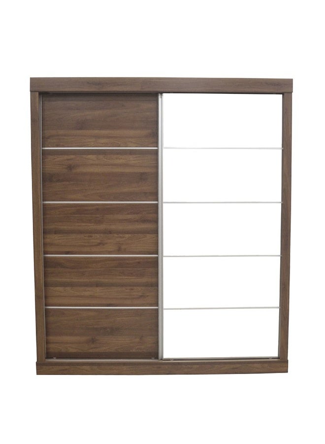 DANUBE HOME Supreme New 2Door Large Sliding Door Wardrobe With Mirrors | Sturdy Closet Clothes Storage Cupboard | Modern Design Space Saving Cabinet For Bedroom L182xW57.5xH210cm-Light Walnut - Image 4