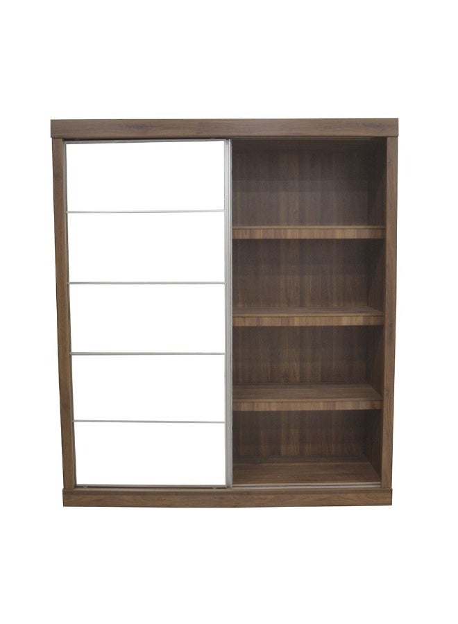 DANUBE HOME Supreme New 2Door Large Sliding Door Wardrobe With Mirrors | Sturdy Closet Clothes Storage Cupboard | Modern Design Space Saving Cabinet For Bedroom L182xW57.5xH210cm-Light Walnut - Image 2