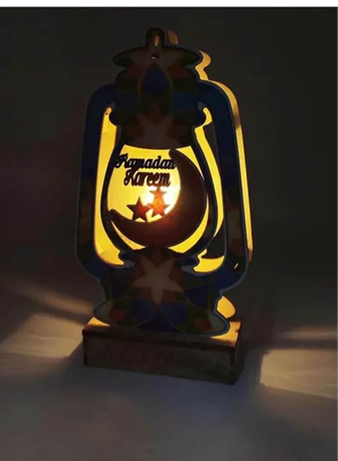 erorex Ramadan Kareem Wood Lantern With Base - Image 4