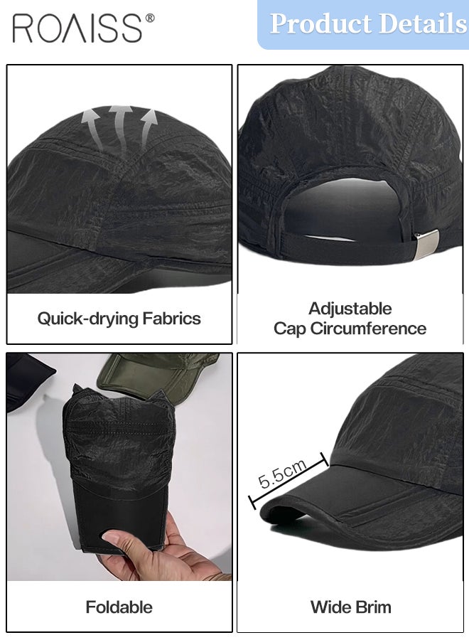 roaiss Summer Waterproof Outdoor Quick-drying Cap for Men and Women, Lightweight Foldable Hat, Travel Sun-proof Breathable Sun Hat for Running, Camping, Cycling, Adjustable Size - Image 3