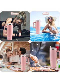 Tyeso 30 oz Tumbler with Handle, Straw and Lid - Leak Resistant Insulated Stainless Steel Water Bottle, Car Cup Holder Friendly Travel Coffee Mug (Pink) - pzsku/ZC9F12A4FB4D10A64E69DZ/45/_/1724931112/7d09fda9-1e2f-4e09-b58c-fbf5b05b8d96