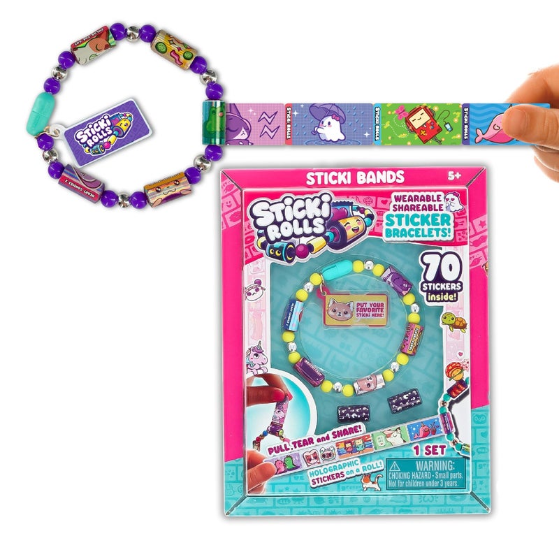 Sky Castle STICKI ROLLS - Wearable & Shareable Sticker Toy Bracelet | Includes 70 Mini Stickers | 2 Mystery Reveal Sticki Rolls | Assorted Styles | Over 1000 Sticker Designs - Image 1