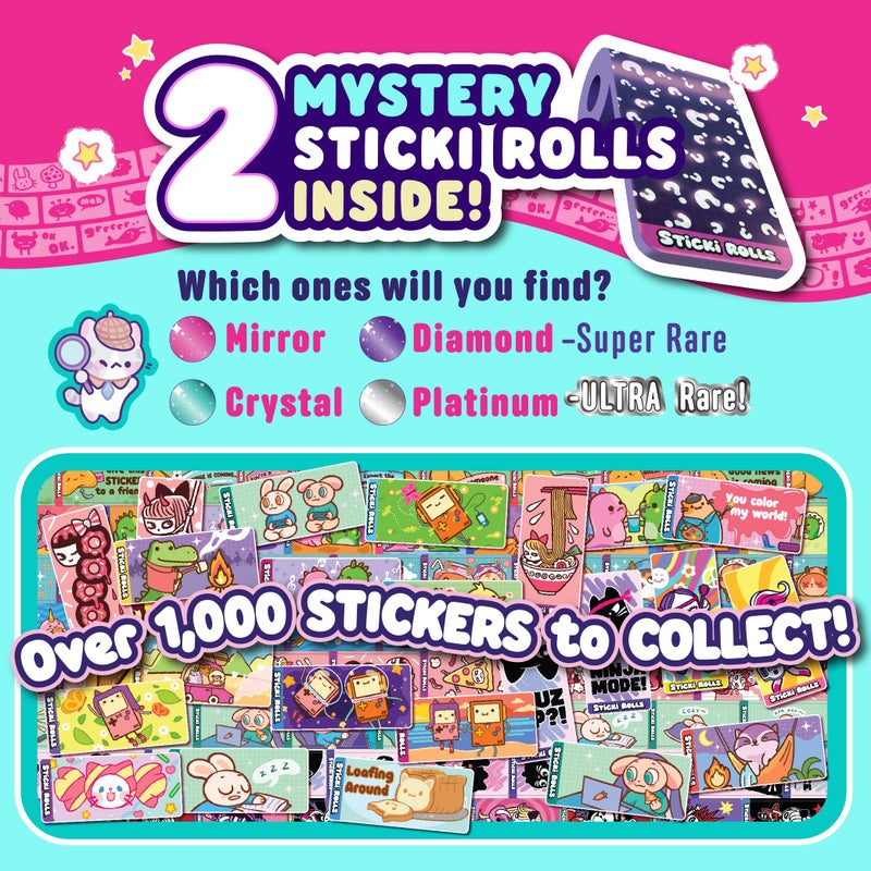 Sky Castle STICKI ROLLS - Wearable & Shareable Sticker Toy Bracelet | Includes 70 Mini Stickers | 2 Mystery Reveal Sticki Rolls | Assorted Styles | Over 1000 Sticker Designs - Image 5