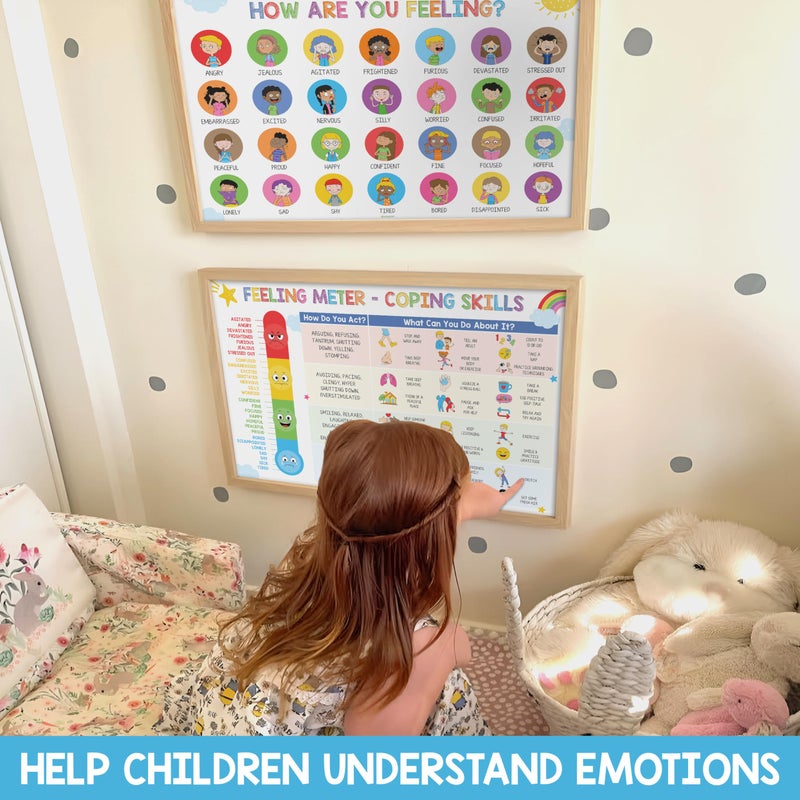 HAMIEW Feelings Chart for Kids Colorful - Coping Skills Emotions Chart Poster - Calm Down Corner Supplies - Mental Health Posters for Kids - School Counselor Psychologist Toddler Preschool Homeschool - Image 5