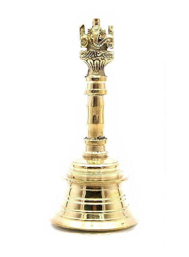 Skywalk Hand Crafted Metal Brass Bell with Ganesga Pooja Puja Ghanti Hand Bell Size 5" - Image 1