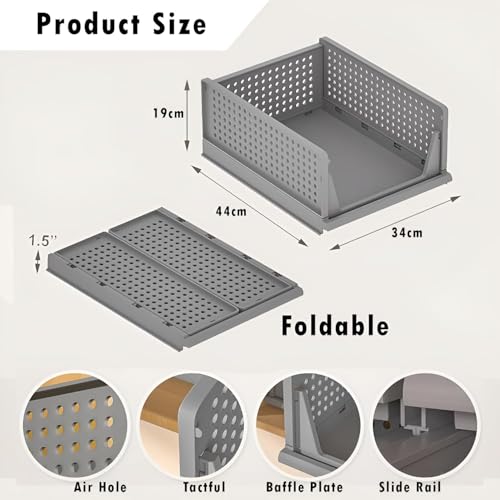 VERAT Plastic Foldable & Stackable Organizers Rack | Drawer, Shelf Storage Container for Home Wardrobe & Cupboard (10 pcs) - Image 2