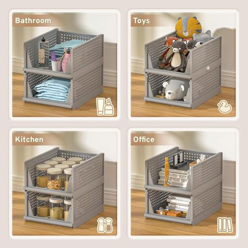 VERAT Plastic Foldable & Stackable Organizers Rack | Drawer, Shelf Storage Container for Home Wardrobe & Cupboard (10 pcs) - Image 5