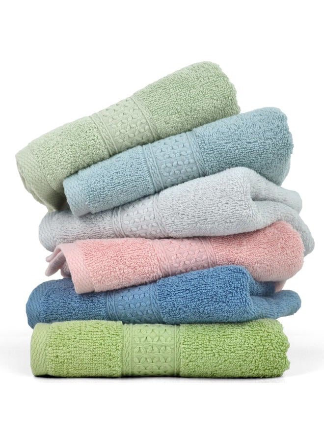 Cleanbear Hand Towel Face Towel Set,100% Cotton, Assorted Colors Hand Towels, Size 29" x 13", 6-Pack 6 Colors - Image 1
