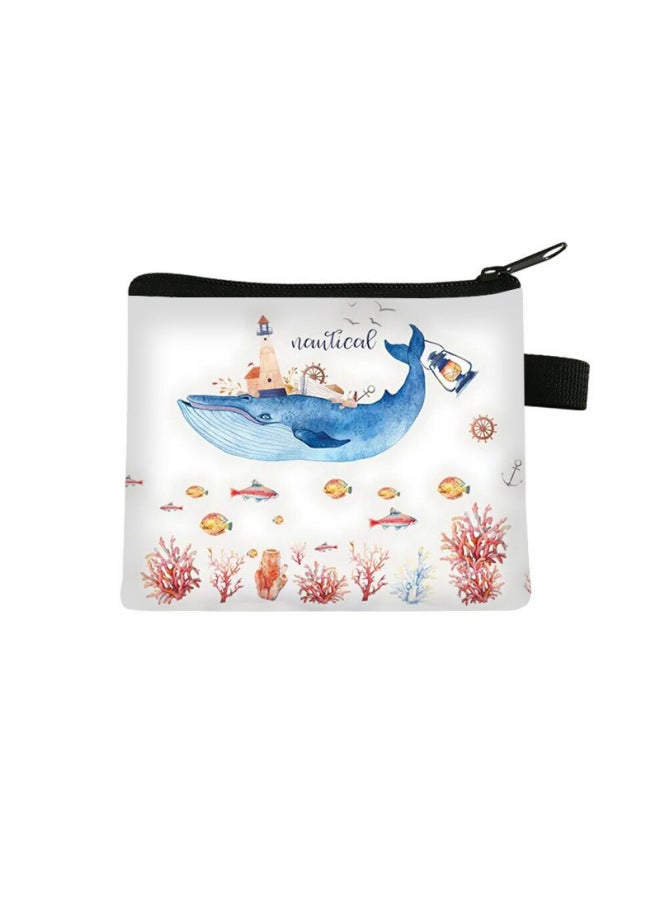 New Marine Animal Coin Purse For Children, Original Style Storage Pouch, Cute Mini Key Bag