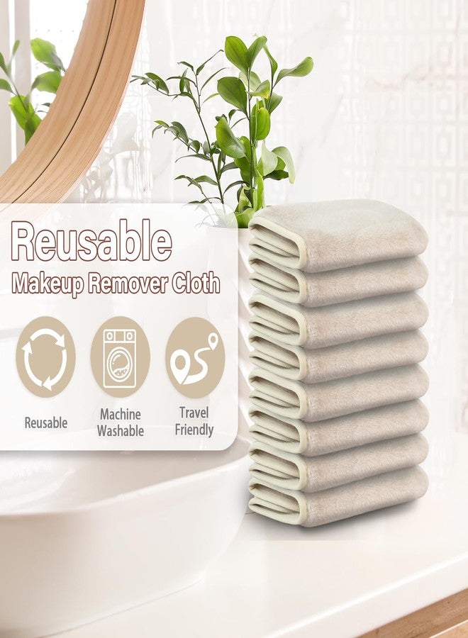 Nugilla Makeup Remover Cloths, 8 Packs Makeup Remover Towels Reusable Face Wash Cloth, Soft Microfiber Face Cloth for Women(Beige) - Image 5
