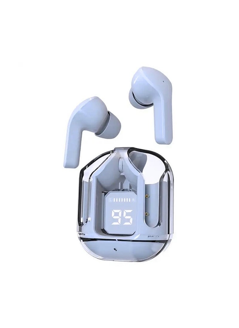 Generic - TWS Wireless Bluetooth Earphones, Transparent Design with Digital Display to Know the Charging Level, High Definition Stereo Gaming Headphones with Built-in Mic, with Touch Control Technology for the Earphone - Blue - Image 1