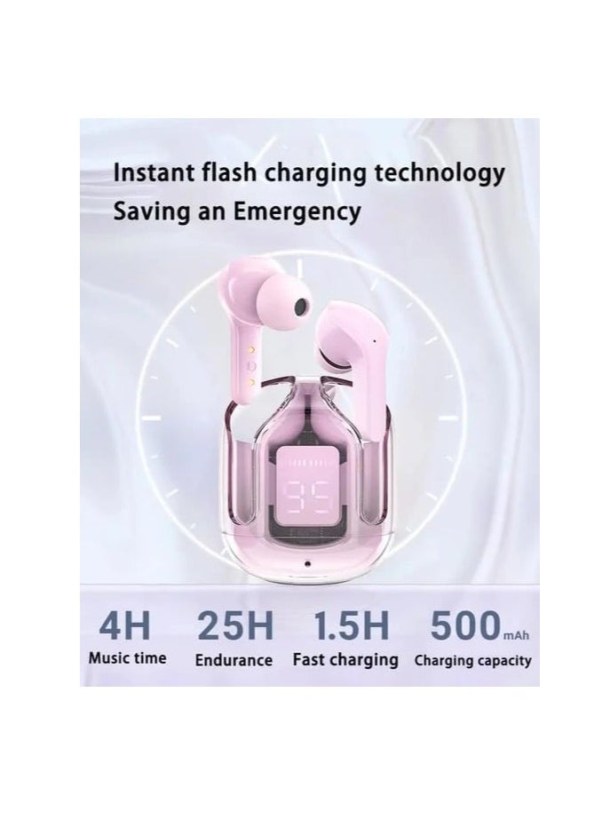 Generic - TWS Wireless Bluetooth Earphones, Transparent Design with Digital Display to Know the Charging Level, High Definition Stereo Gaming Headphones with Built-in Mic, with Touch Control Technology for the Earphone - Blue - Image 1
