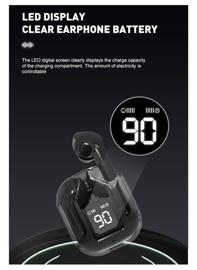 Generic - TWS Wireless Bluetooth Earphones, Transparent Design with Digital Display to Know the Charging Level, High Definition Stereo Gaming Headphones with Built-in Mic, with Touch Control Technology for the Earphone - Blue - Image 1