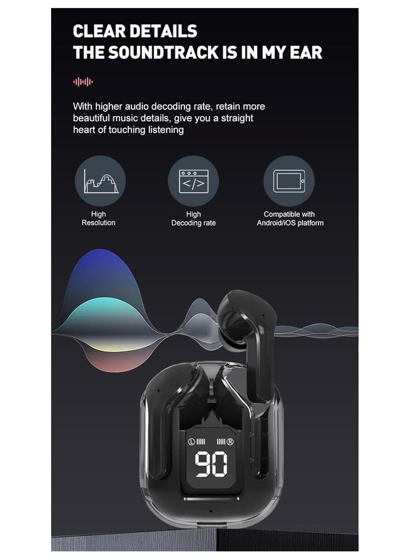 Generic - TWS Wireless Bluetooth Earphones, Transparent Design with Digital Display to Know the Charging Level, High Definition Stereo Gaming Headphones with Built-in Mic, with Touch Control Technology for the Earphone - Blue - Image 1