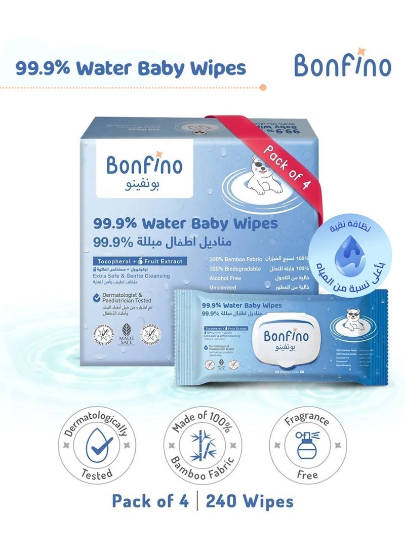 Bonfino مناديل أطفال مائية 99.9% - 240 قطعة - Image 1