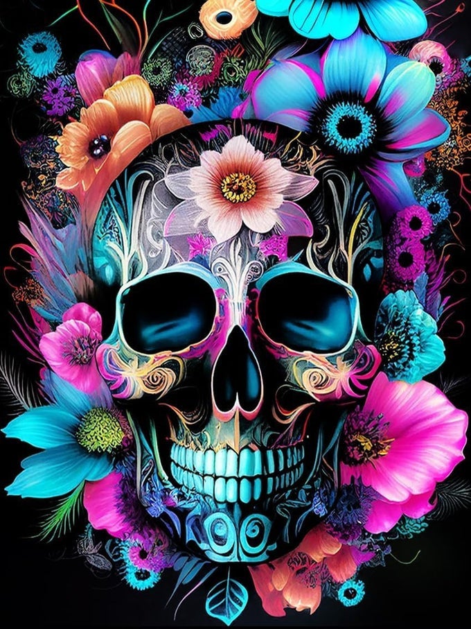 SKULL FLOWER DIAMOND PAINTING KITS FOR ADULTSDIAMOND ART KITS DIAMOND ART CRAFT FOR HOME WALL DECOR 12X16INCH WONDERLAND 183