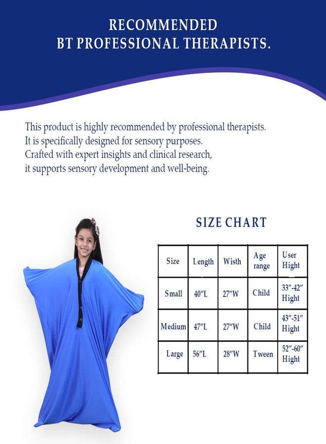 جورب الجسم الحسي من إيبلي، لفافة كاملة للجسم لتخفيف التوتر، كيس حسي مريح ومرن وجيد التهوية للأولاد والبنات، بدلة ضغط علاجية مرنة للأطفال، نايلون-سباندكس، أزرق، كبير - Image 2