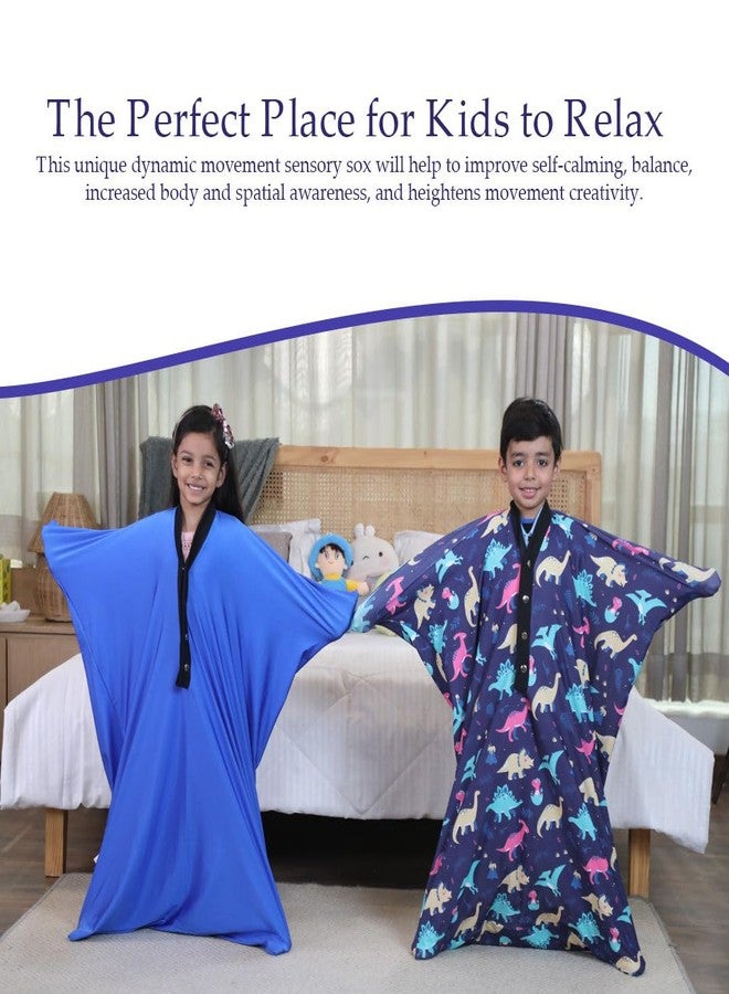 جورب الجسم الحسي من إيبلي، لفافة كاملة للجسم لتخفيف التوتر، كيس حسي مريح ومرن وجيد التهوية للأولاد والبنات، بدلة ضغط علاجية مرنة للأطفال، نايلون-سباندكس، أزرق، كبير - Image 3